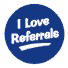 I Love Referrals Blue Circle Stickers